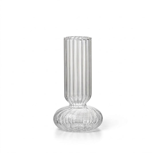 Fluted Pedestal Glass Vase
